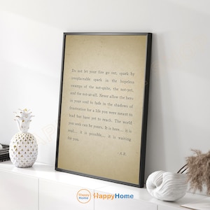 Hero In Your Soul Wall Art Don't Let Your Fire Go Out Literature Page Motivational Fire Quote Inner Strength Office Decor -P777