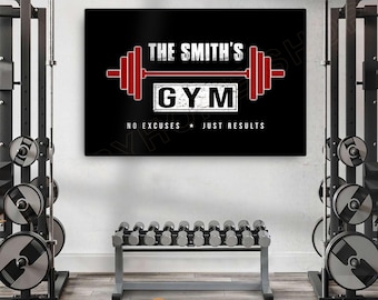 Personalized Name Gym Wall Art Custom Home Fitness Room Sign Workout Poster Decor -PG44