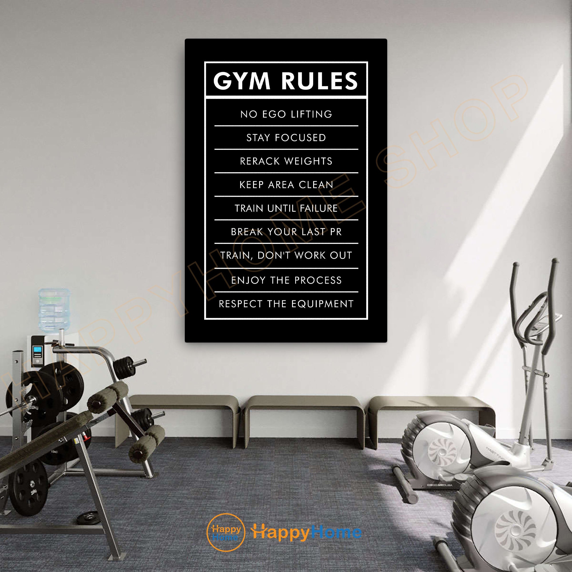 Gym Rules Wall Art Workout Room Decor Gym Poster Fitness Sign