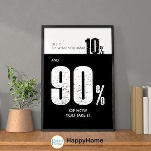Attitude is Everything Motivational Wall Art | Inspirational Wall Art Entrepreneur Quote Poster Home Art Office Decor Canvas Modern Art