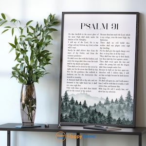 Psalm 91 KJV Bible Verse Wall Art He Who Dwells in the Shelter Scripture Quote Print  Christian Bible Art Poster Home Art Office Decor-P657