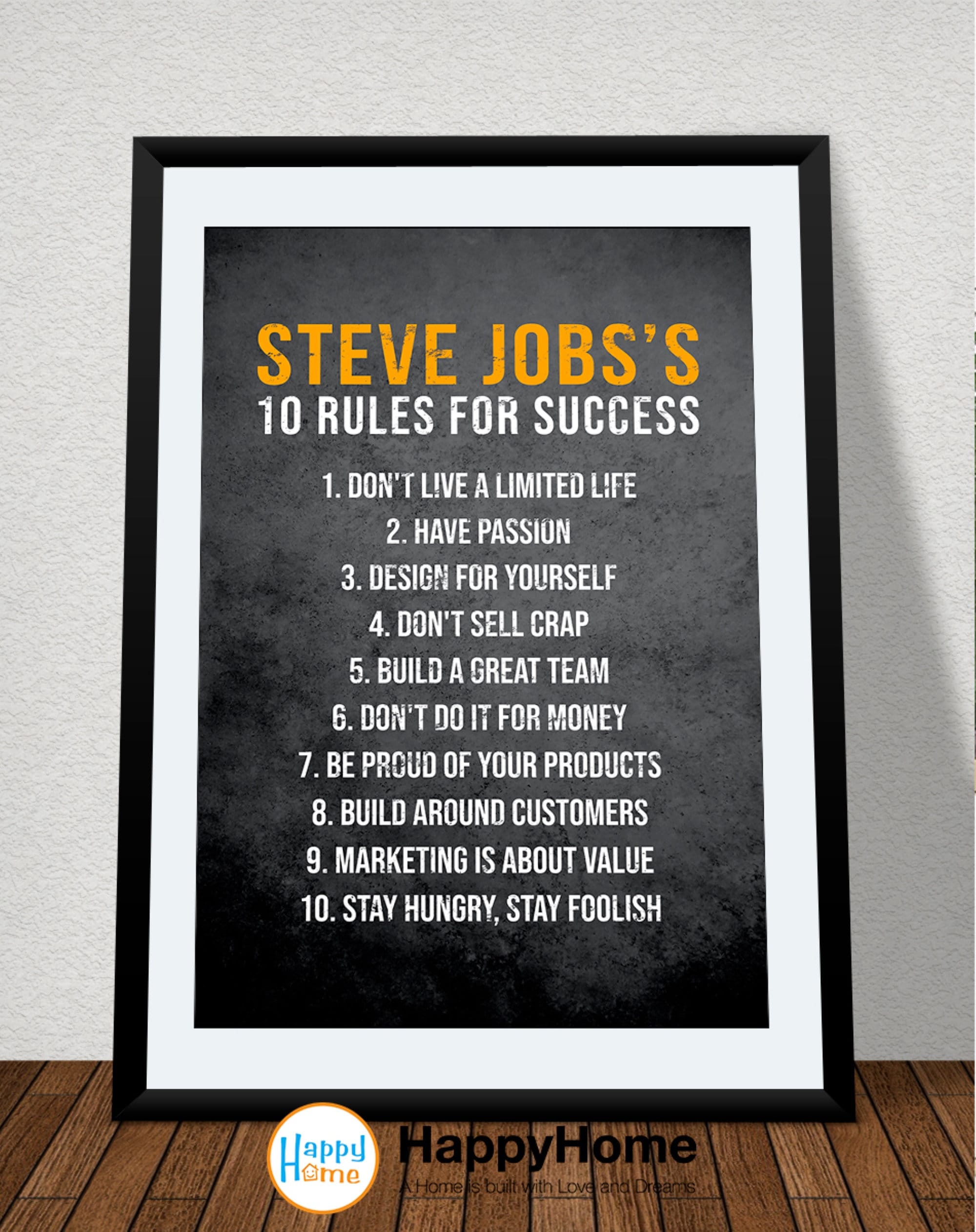 Steve Jobs 10 Rules for Success Motivational Inspirational - Etsy