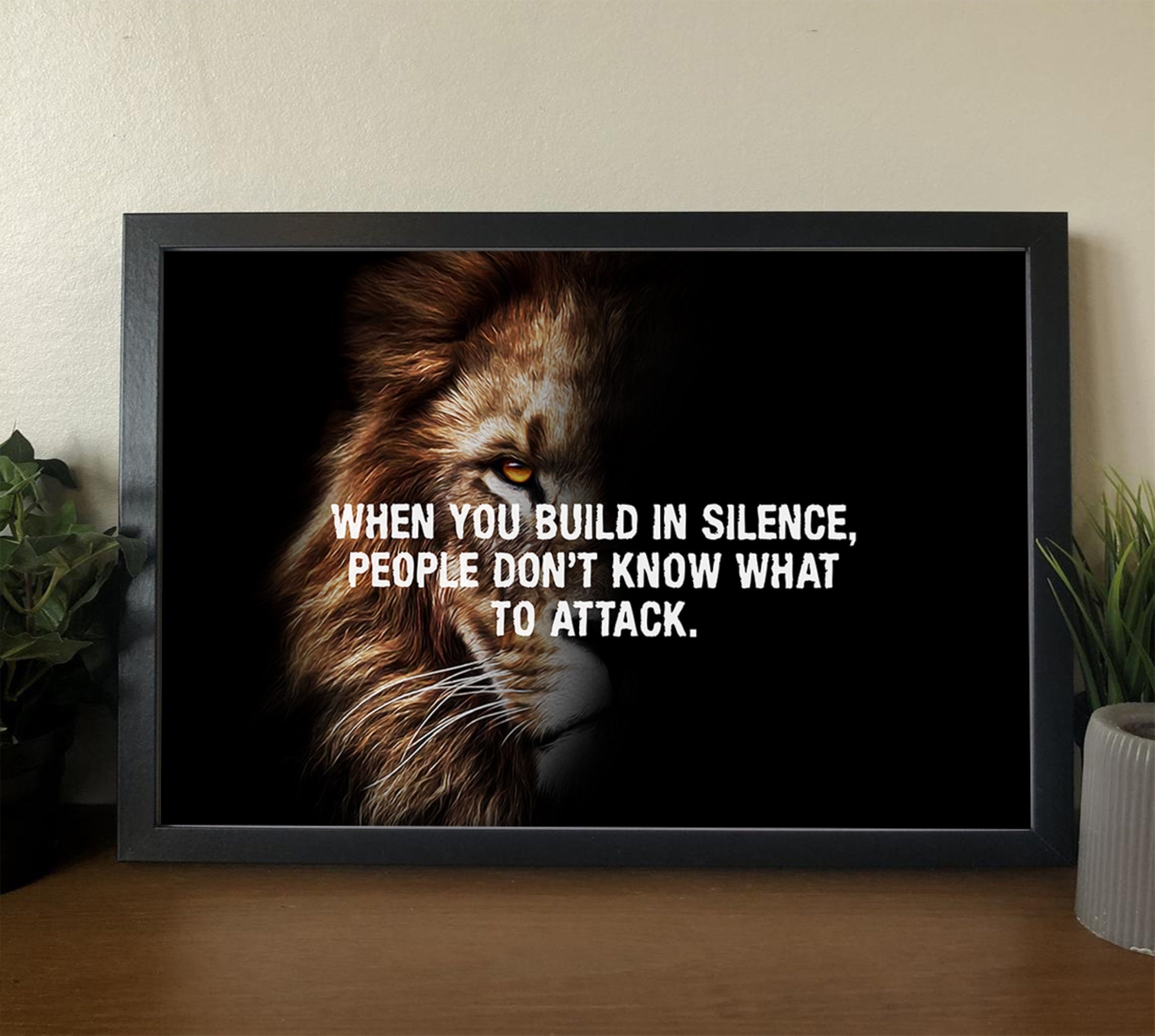 Lion Poster Motivational Inspiration Quotes Wall Art When You Build in ...