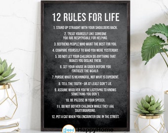 12 Regeln für das Leben Motivierende Inspirierende Zitate Wand Kunst Leinwand | Motivierende Zitate Home Art Office Decor Moderne Kunst Decor