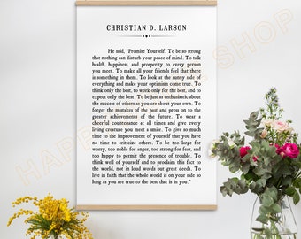 Christian D. Larson Quotes Wall Art Promise Yourself Motivational Quotes Inspirational Print Art | Poster With Hanger Wood Poster Hanger