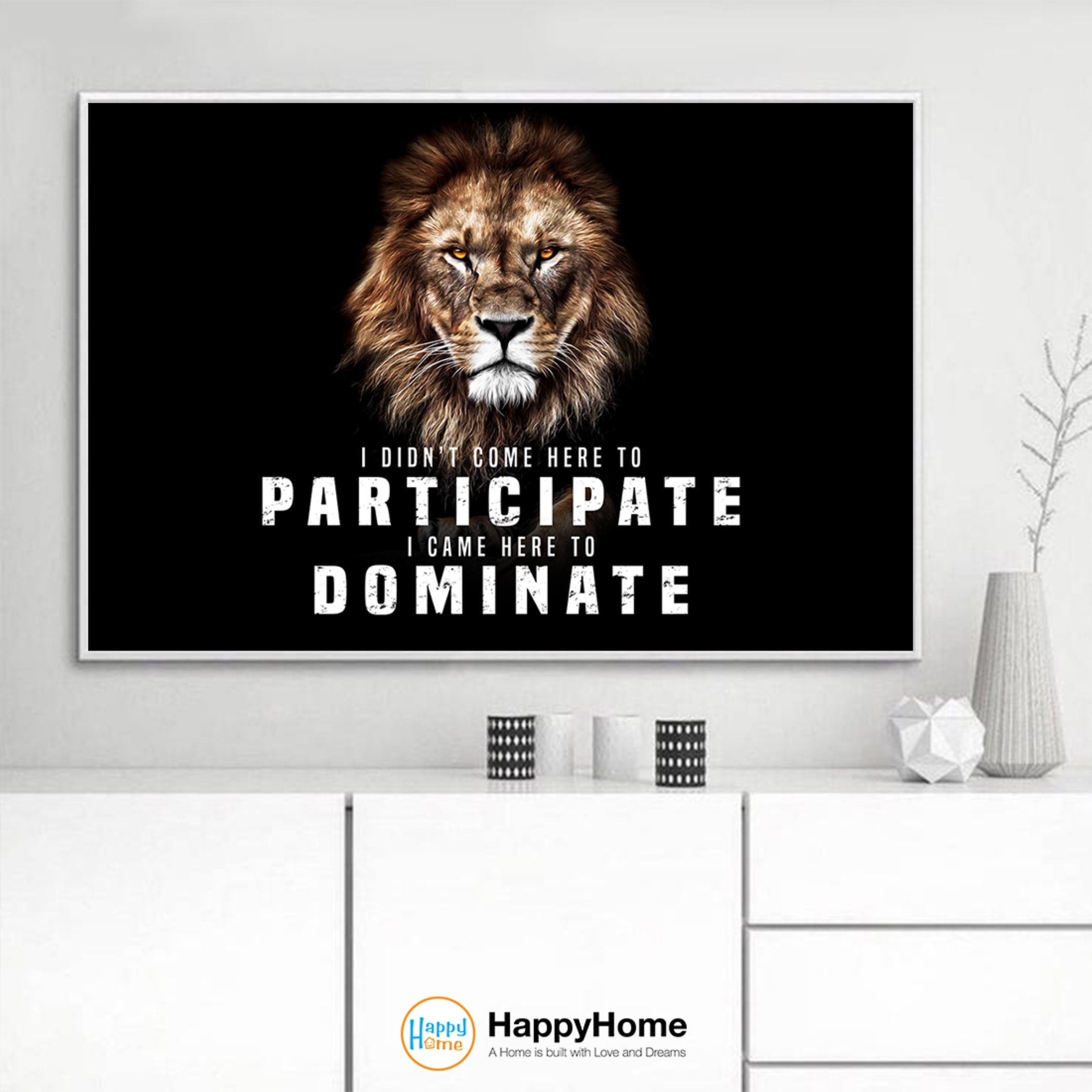 Lion Wall Art I Came Here to Dominate Motivational Inspirational Wall Art | Motivational Quotes Home Decor Wall Art Office Decor Modern Art