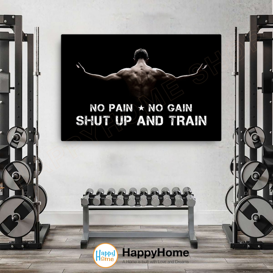 No Pain No Gain Wall Art Workout Room Decor Gym Poster Fitness