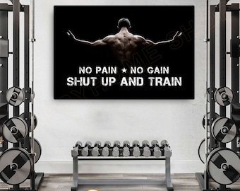 No Pain No Gain Wall Art Workout Room Decor Gym Poster Fitness Sign Prints Motivational Quote Inspirational Art Decor -P616