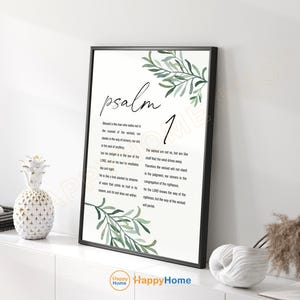 Psalm 1 ESV Bible Verse Wall Art Blessed Is The Man Scripture Bible Sign Prints Christian Home Art Decor -PD23