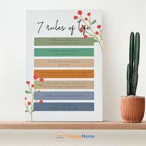 7 regole per la vita Citazioni motivazionali ispiratrici Wall Art Canvas / Citazioni motivazionali Home Art Office Decor Modern Art Decor -PA72
