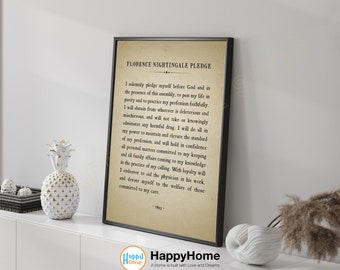 Florence Nightingale Pledge Wall Art Graduation Honoring Nurses Art Prints Nursing Pins Quotes Art Pinning Ceremony Gift Art Decor -P569