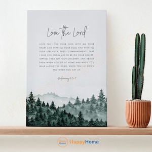 Deuteronomy 6:5-7 Wall Art Bible Verse Love the Lord Your God Scripture Prints Christian Home Canvas Wall Decor -P883