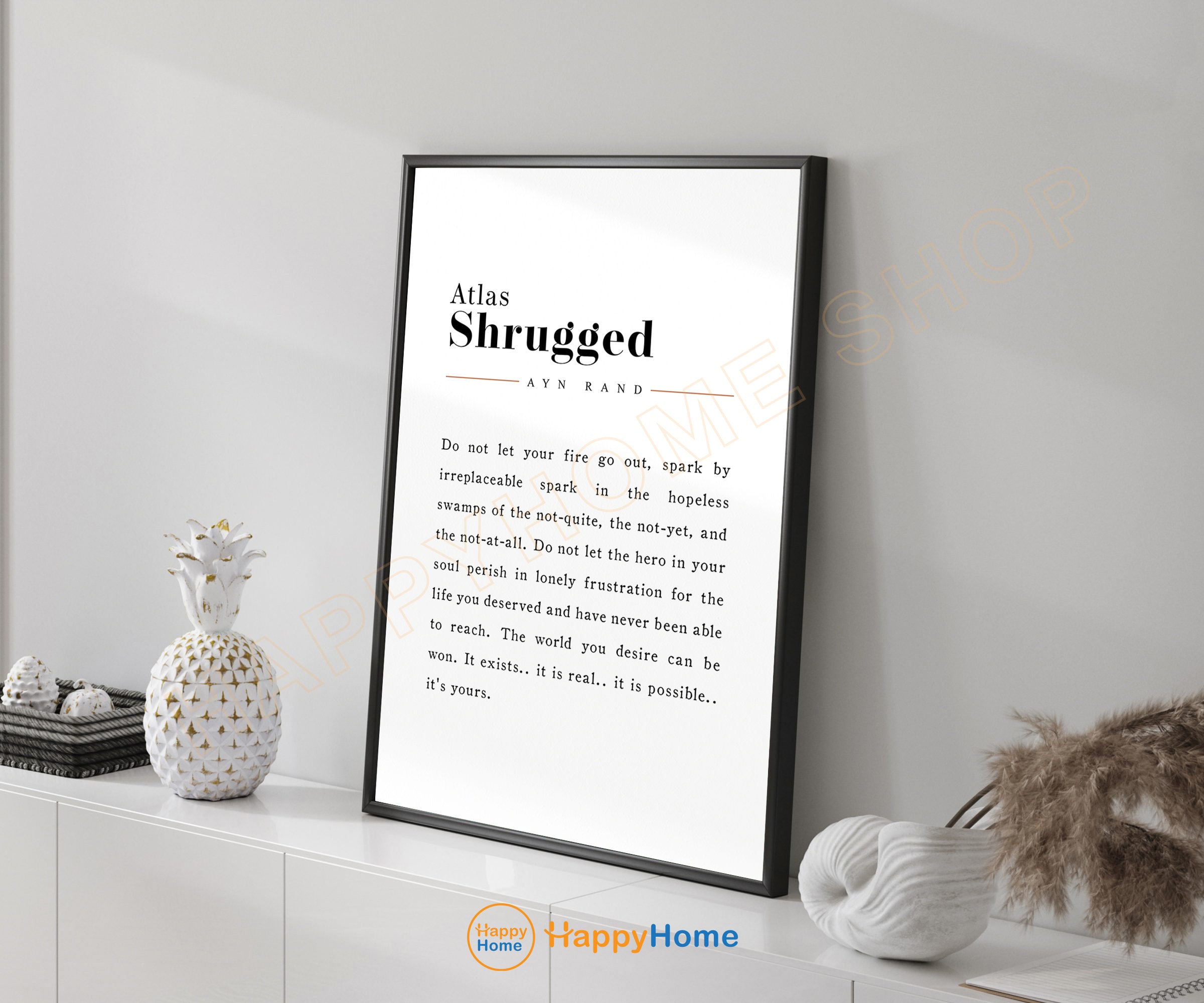 Ayn Rand Quote Wall Art Atlas Shrugged Novel Book Quote Motivational Poster  Inspirational Saying Print Home Art Office Decor -P820 - Etsy UK