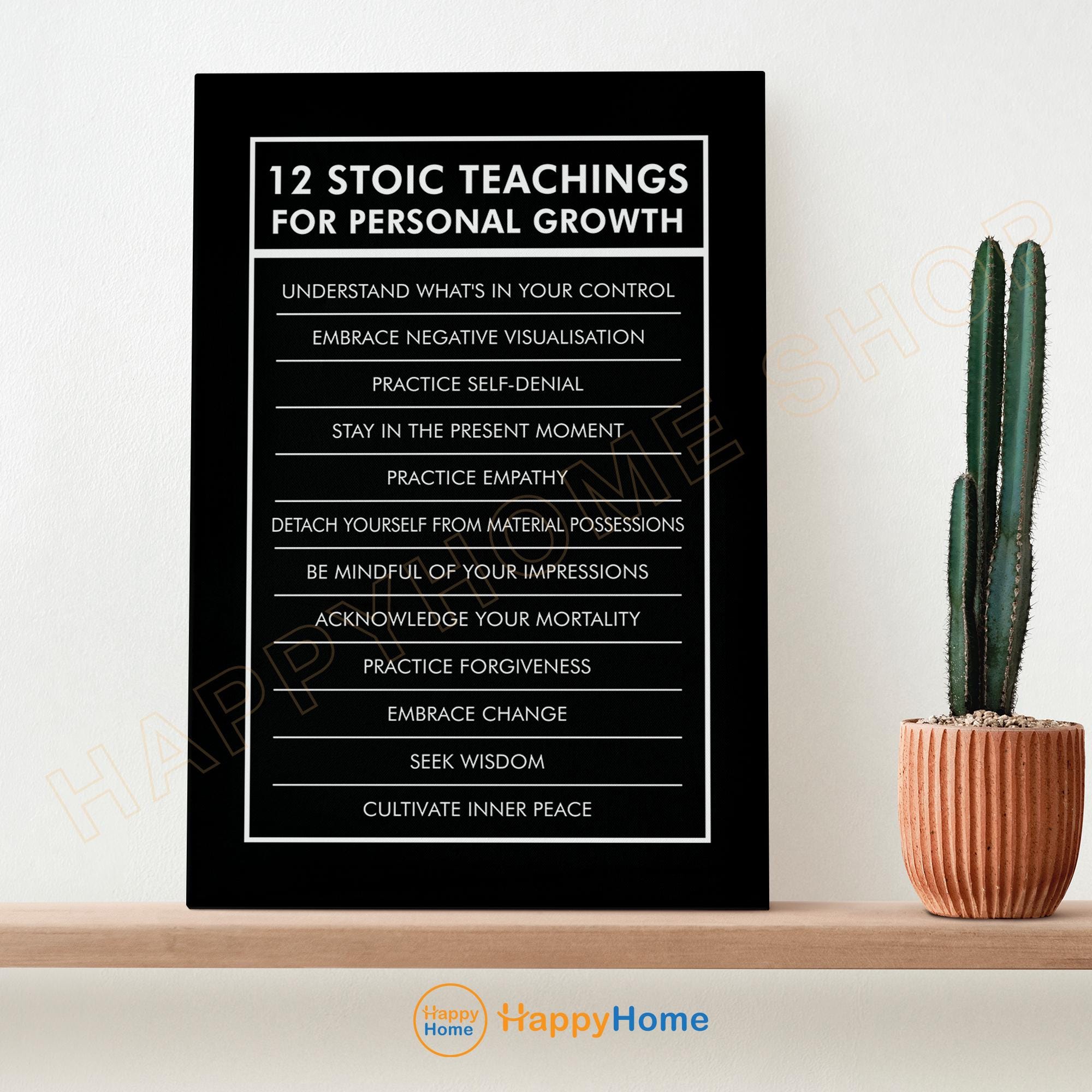 12 Stoic Teachings for Personal Growth Wall Art Stoicism Motivational ...