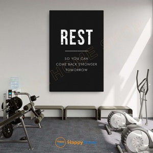 Gym Quote Wall Art Rest Exercise Workout Room Decor Gym Poster Fitness Prints Art Home Gym Motivational Quotes Decor -P934