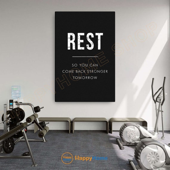 Gym Quote Wall Art Rest Exercise Workout Room Decor Gym Poster Fitness Prints Art Home Gym Motivational Quotes Decor P934 Etsy