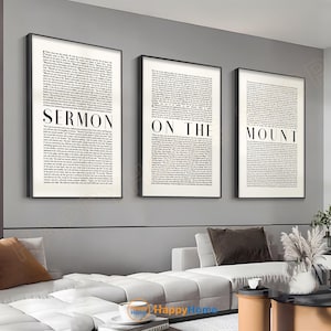 Matthew 5, 6, 7 NASB '95 Wall Art Set Sermon on the Mount Bible Verse Scripture Prints Christian Bible Poster Home Decor Set of 3 Piece-PD15