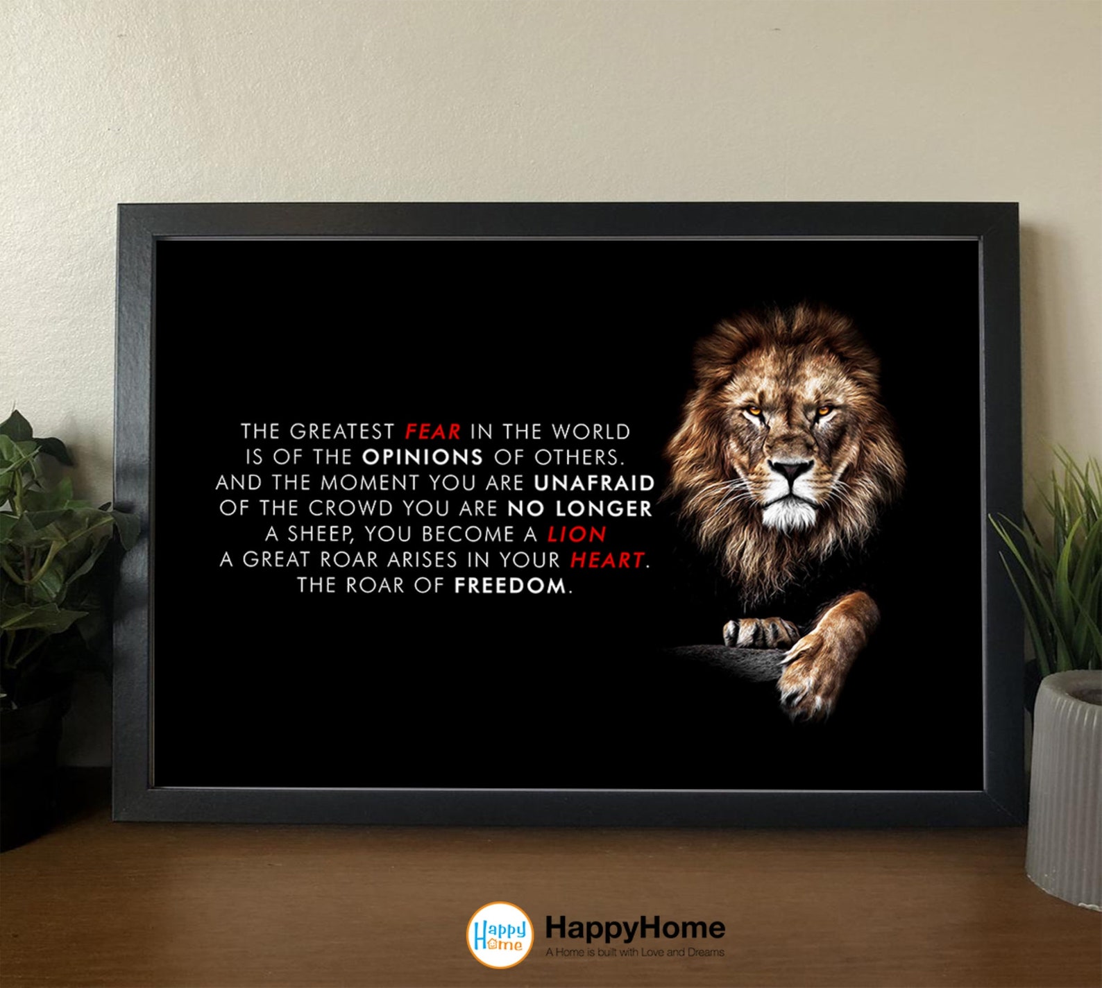 Lion Poster Motivational Inspiration Quotes Wall Art - You Become A ...