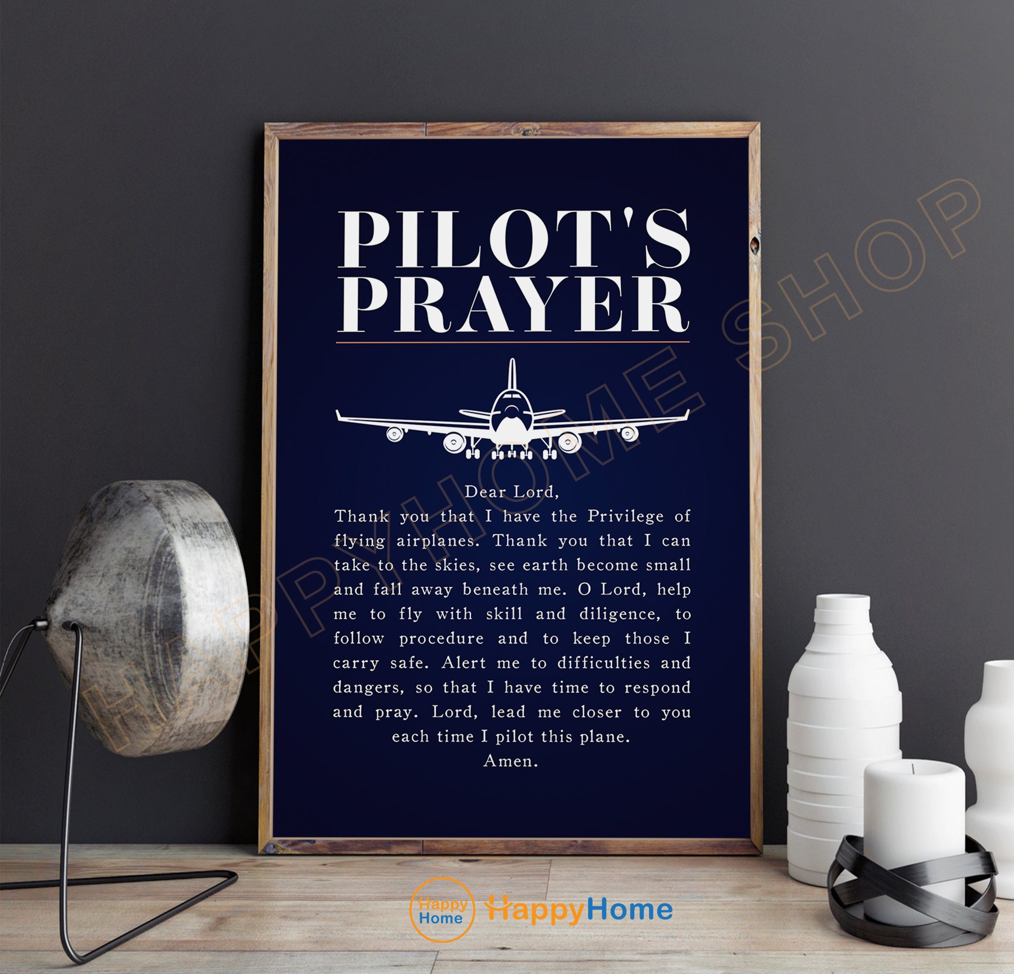Pilot Praying On Ramp Pilot's Prayer Wall Art Aviation Prints Airplanes Canvas Motivational ...