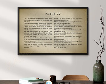Salmo 27 El Señor es mi luz. Versículo bíblico para pared. Láminas con citas bíblicas / Póster de arte bíblico cristiano para el hogar y la oficina - P612