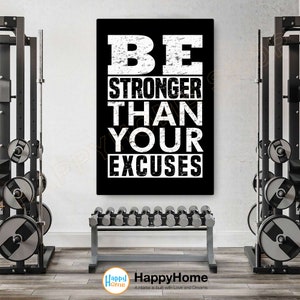 Be Stronger Than Your Excuses Wall Art Workout Room Decor Gym Poster Fitness Sign Prints Art Gym Motivational Quotes Canvas Decor -P720