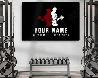 Personalized Name Gym Wall Art Custom Fitness Room Sign Workout Poster Home Decor -PG43
