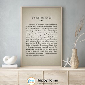 Enough is Enough Wall Art Motivational Inspiration Quotes Wall Art Canvas  | Motivational Quotes Home Art Office Decor Modern Art