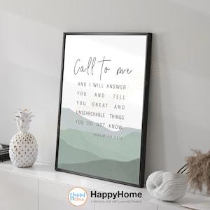 Jeremiah 33:3 NIV Wall Art Call To Me Bible Verse Prints Scripture Art | Christian Bible Art Poster Home Art Decor -P801