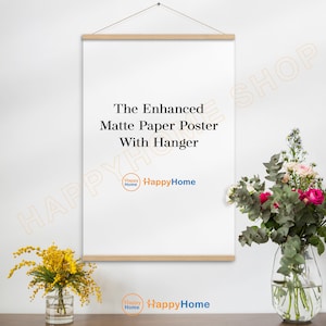Póster personalizado de papel mate mejorado con colgador - Colgador de póster de madera / HappyHome Shop