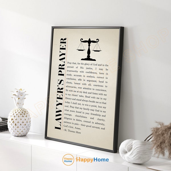 Lawyer's Prayer Wall Art St. Thomas More Quote Lawyer Office Attorney Wall Decor | Modern Christian Decor Home Art Office Decor -P869