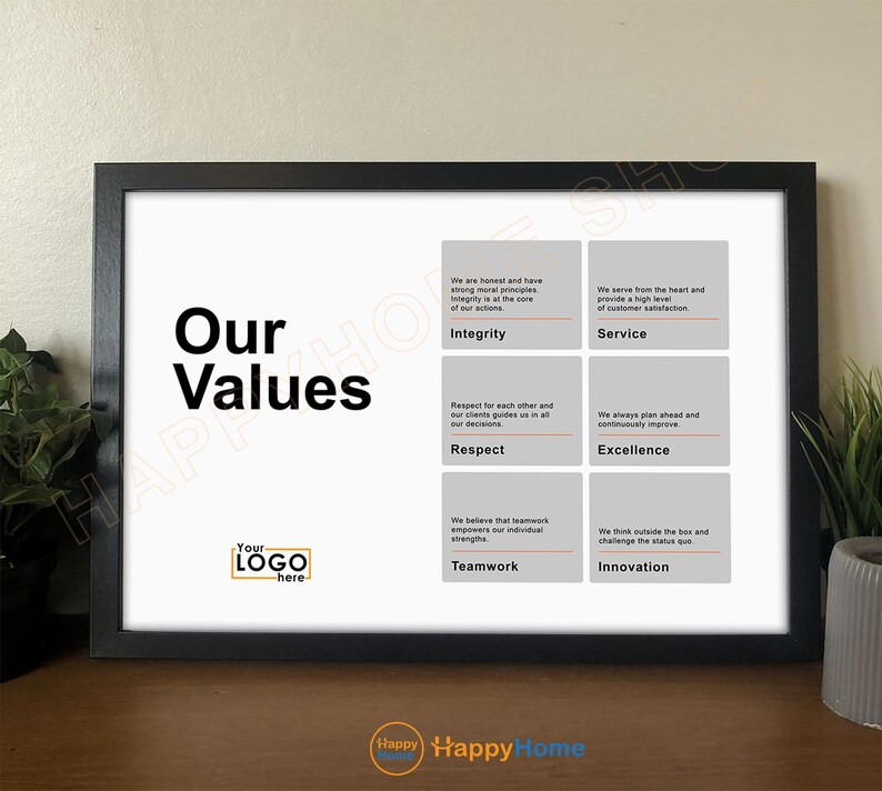 Personalized Company Our Values Wall Art Custom Business Core Values ...