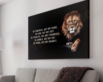Lion Be Strong Muurkunst Krachtig maar vriendelijk Leiderschapscitaten Motiverend Canvas Succes Mindset Inspirerend Kantoorinrichting