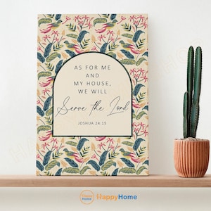 Joshua 24:15 Bible Verse Wall Art As for Me and My House, We Will Serve the Lord Scripture Sign Print Christian Home Art Decor -PB89