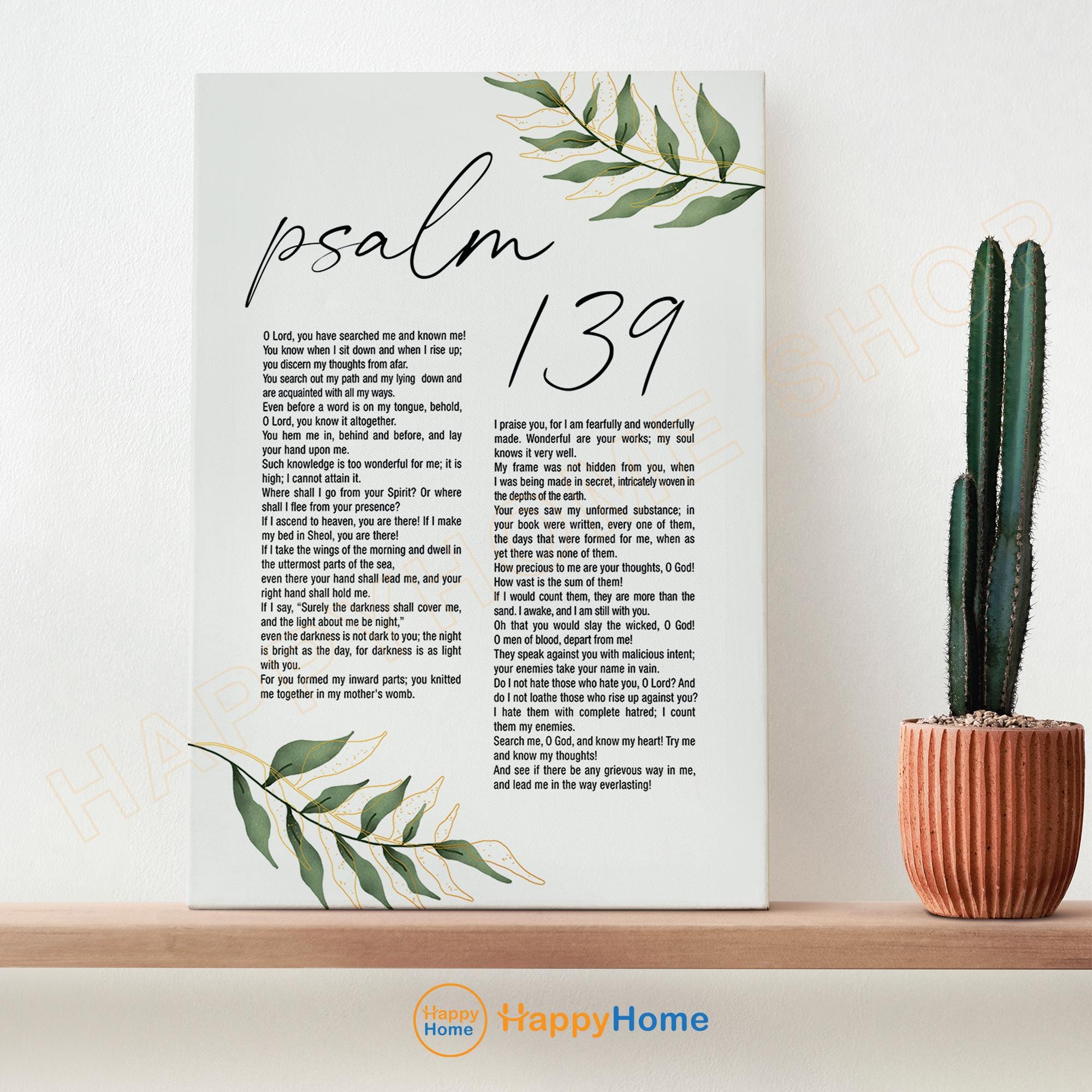 Psalm 139 Bible Verse Wall Art for the Director of Music Scripture ...