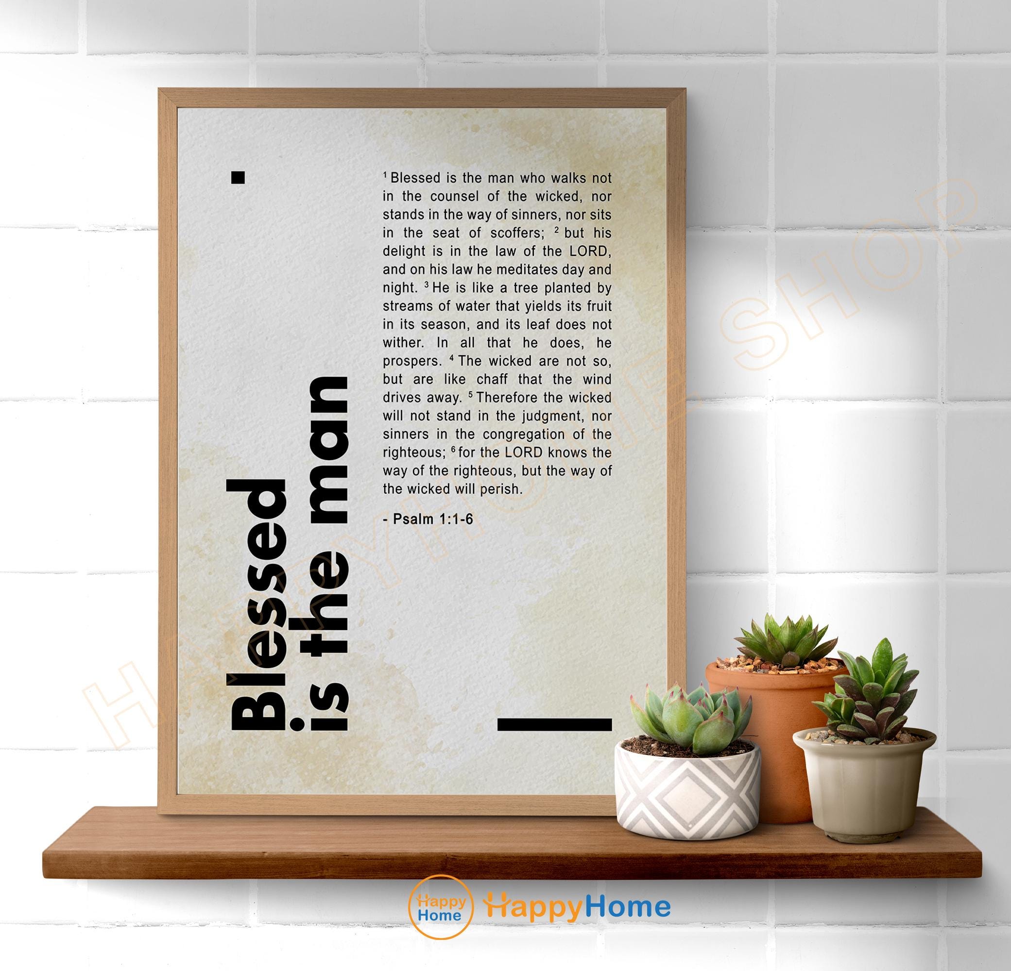 Psalm 1 ESV Blessed is the Man Bible Verse Wall Art Scripture Sign ...