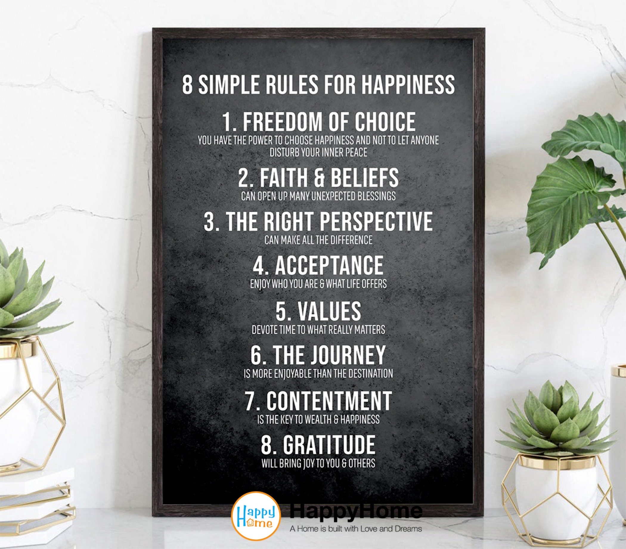 8 Simple Rules for Happiness Motivational Inspirational Wall Art Canvas |  Motivational Quotes Home Art Office Decor Modern Art Decor - Etsy Israel, image size:2100x1842