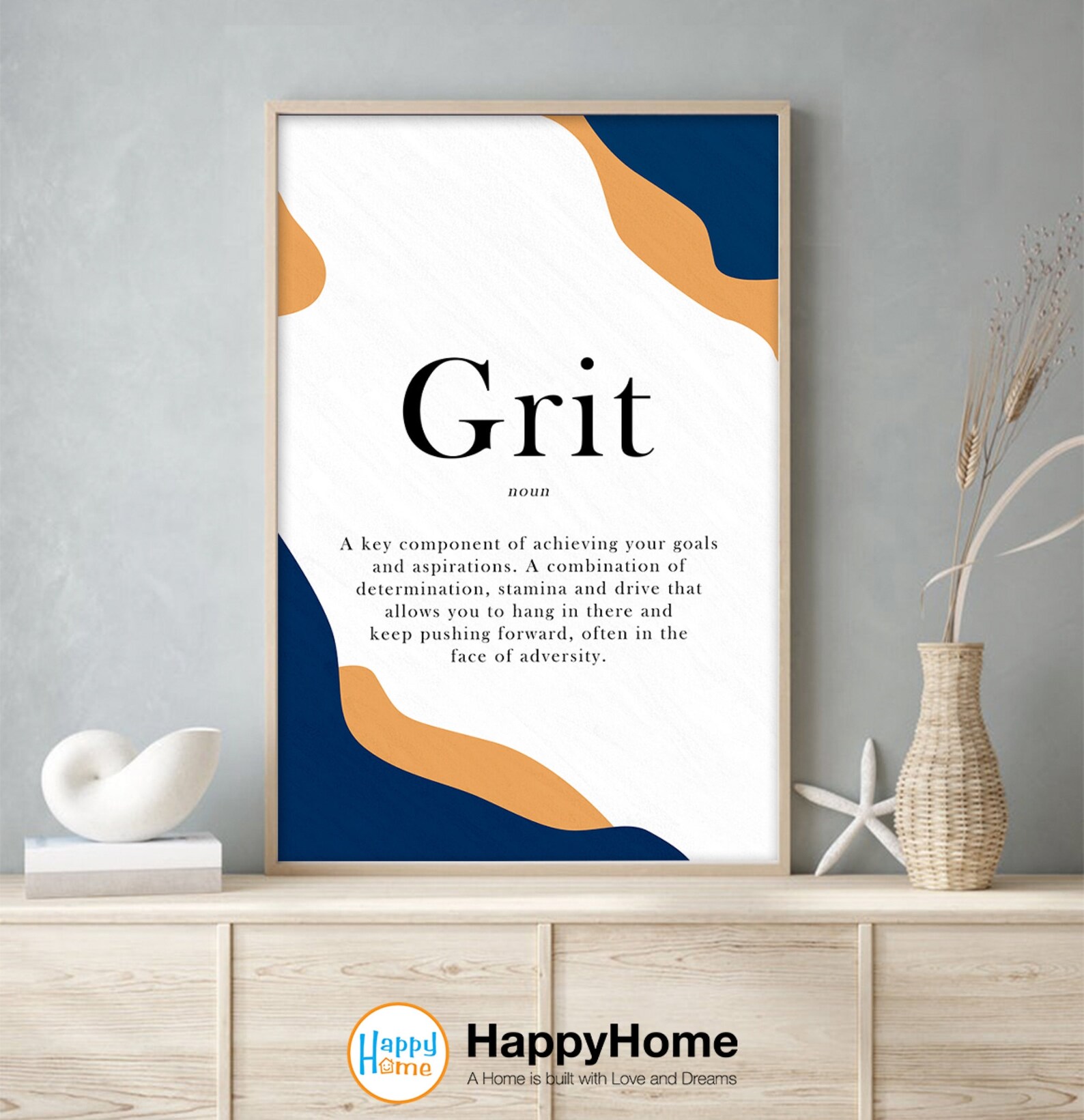 Grit Definition Poster Motivational Wall Art Inspirational Etsy