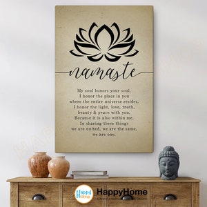 Namaste Definizione Wall Art Namaste Segno Meditazione Stampa Yoga Decorazione della parete Inspirational Art Fiore di loto Decorazione della parete di casa -P761