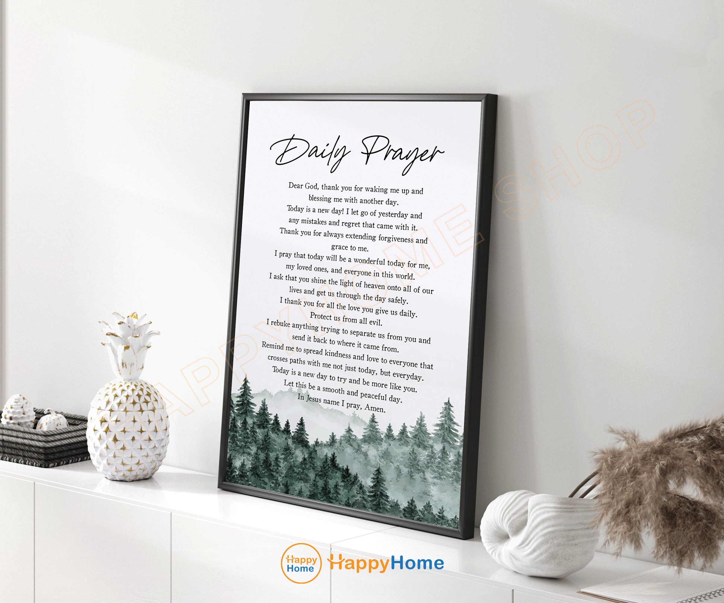 Daily Prayer Wall Art Today's Prayer Bible Verse Scripture Quote Prints ...