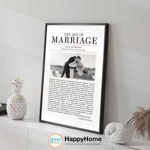 The Art of Marriage Poem Print Personalization Wall Art Wilferd A. Peterson Poem Personalized Wedding Anniversary Gift Bedroom Decor -P769