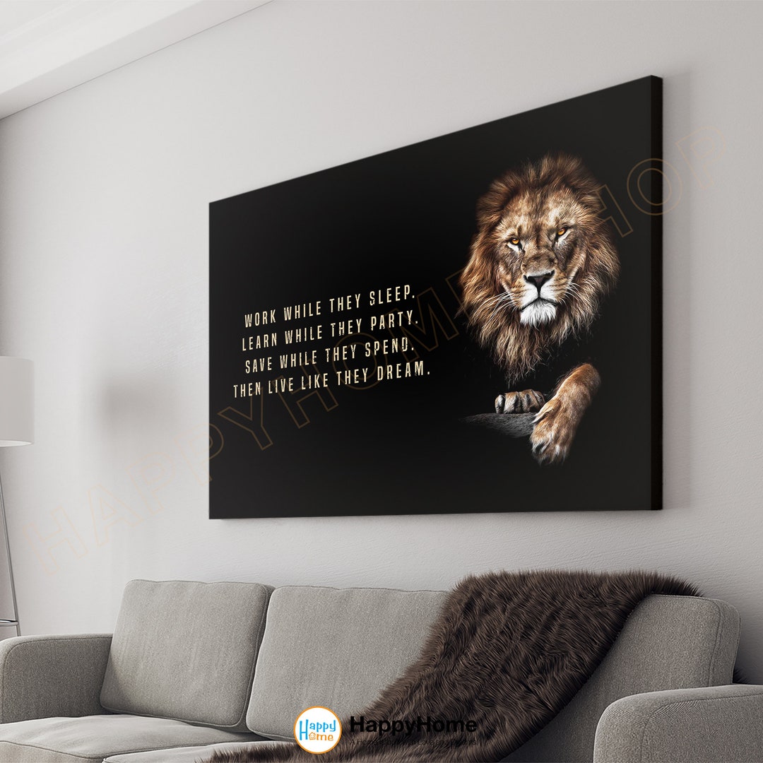 Lion Wall Art Work Learn Save Live Motivational Quotes Etsy Denmark