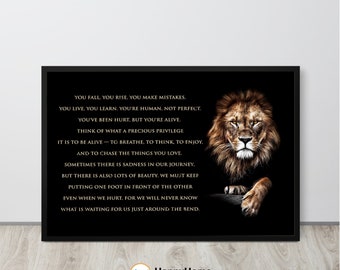 Lion Wall Art You Are Human, Not Perfect Inspirational Wall Art