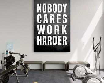 Nobody Cares Work Harder Wall Art Workout Room Decor Gym Poster Fitness Sign Prints Art Gym Motivational Quotes Canvas Decor -P591