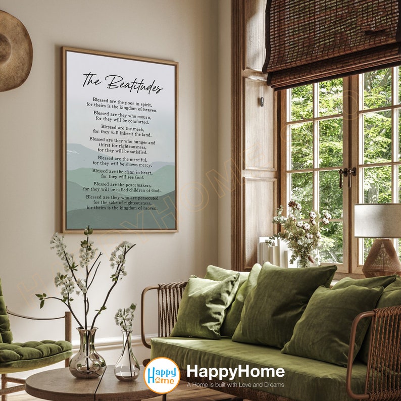 The Beatitudes Scripture Sign Bible Verse Wall Art Matthew 5:1-10 Verse ...