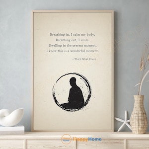 Thich Nhat Hanh Breathing In Quote Wall Art Meditation Motivational Quote Spiritual Mindfulness Artwork Buddhist Print Home Decor -PD36