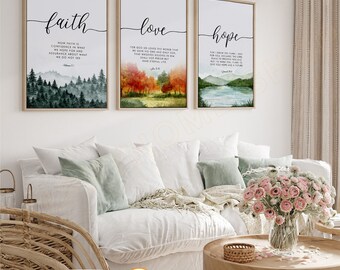Stampa artistica da parete con frase della Bibbia Faith Hope