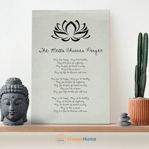 The Metta Bhavana Prayer Wall Art Buddhist Zen Quotes Spiritual Print Art Meditation Artwork Washi Print Home Decor -PB15