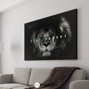 Väggkonst Lejon Håller Hungrig Motiverande Citat Inspirerande Poster Canvas | Motiverande Tryck Hemkonst Kontorsinredning Modern Konst - P534