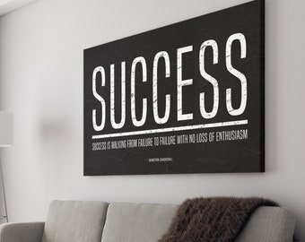 Winston Churchill Quote Success Motivational Wall Art | Inspirational Wall Art Entrepreneur Quotes Poster Home Art Office Decor Canvas Art