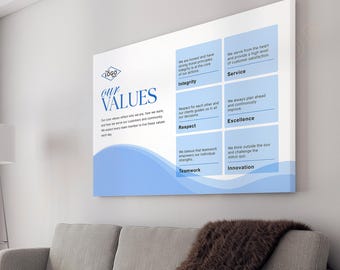 Personalized Our Values Statement Wall Art Entrepreneur Core Values Poster Business Sign Office Wall Decor -PG16